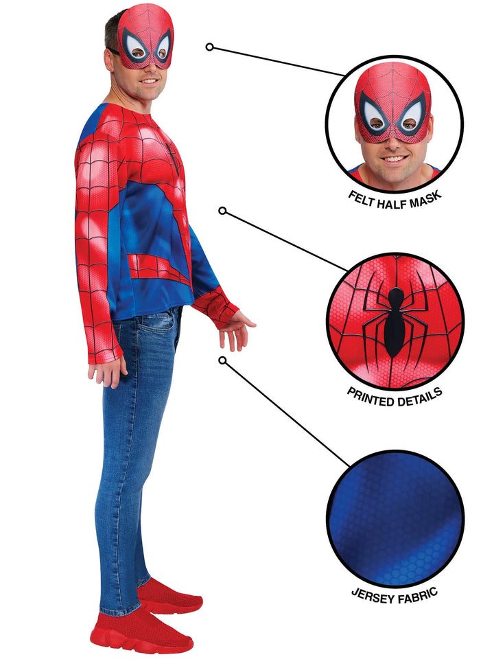 Spider-Man Adult Top and Mask Costume Set