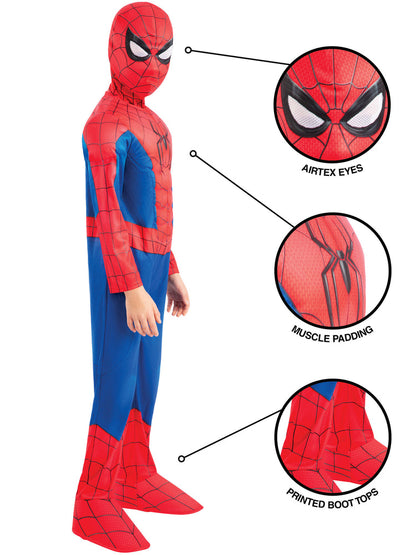 Spider-Man Deluxe Costume for Kids Muscle Padded Suit and Mask