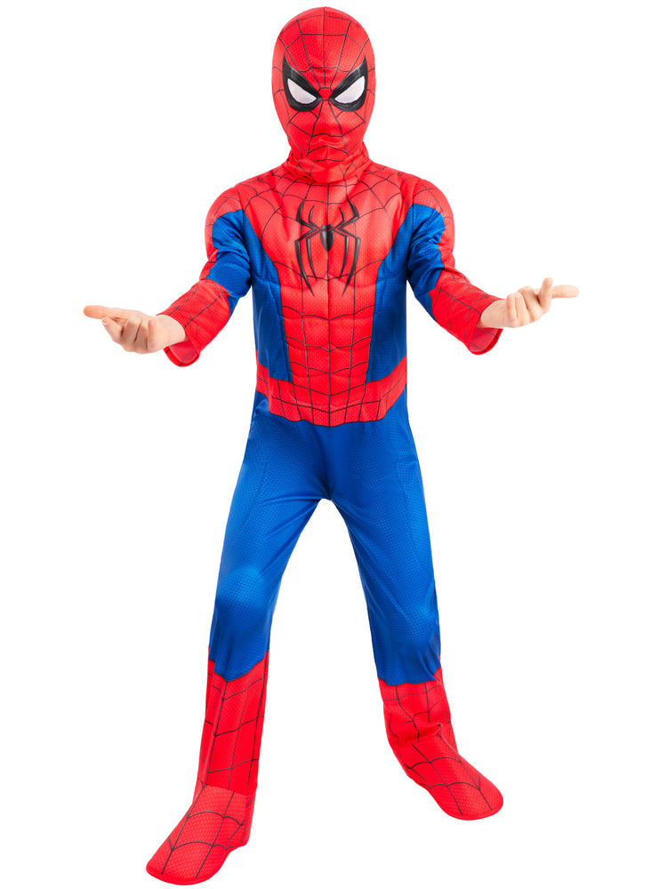 Spider-Man Deluxe Costume for Kids Muscle Padded Suit and Mask