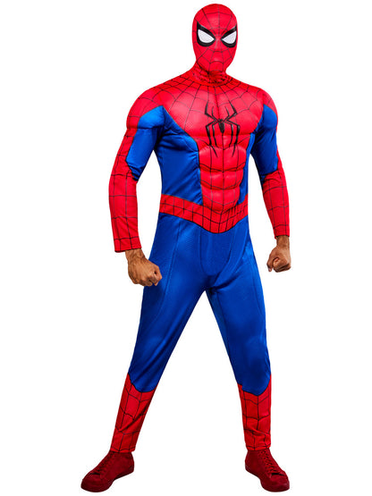 Spider-Man Deluxe Costume for Adults Padded Muscle Suit and Mask