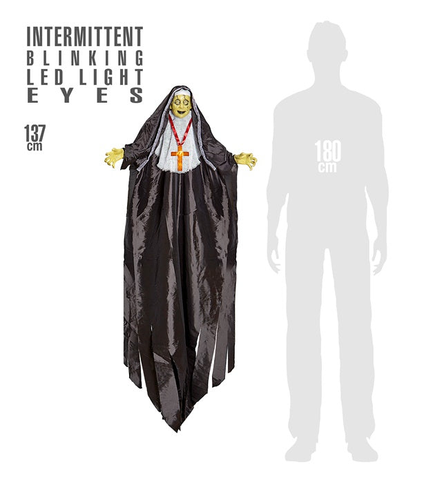 Possessed Nun With Intermittent Blinking Led Light Eyes 137 Cm 