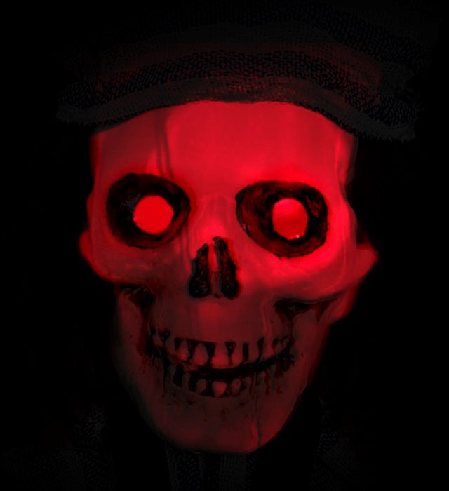 Chained Convict Skeleton With Blinking Light-Up Head 120 Cm 