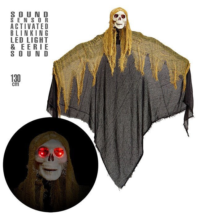 Sound Sensor Activated Grim Reaper With Blinking Led Light Eyes & Eerie Sounds 130 Cm 