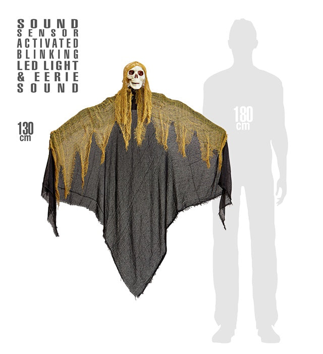 Sound Sensor Activated Grim Reaper With Blinking Led Light Eyes & Eerie Sounds 130 Cm 