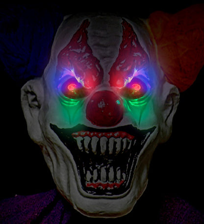 Creepy Clown With Intermittent Blinking Color Changing Led Light Eyes 232 Cm 