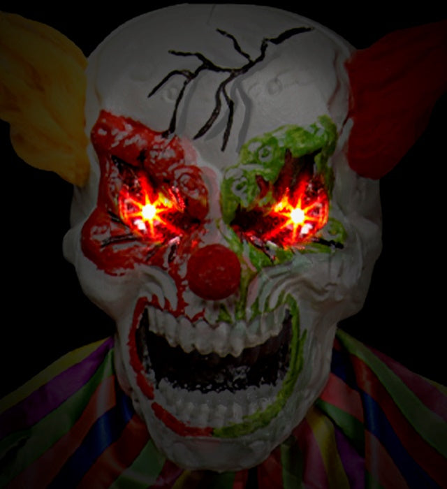 Sound Sensor Activated Creepy Clown With Blinking Led Light Eyes, Circus Music & Evil Laughter 240 Cm 