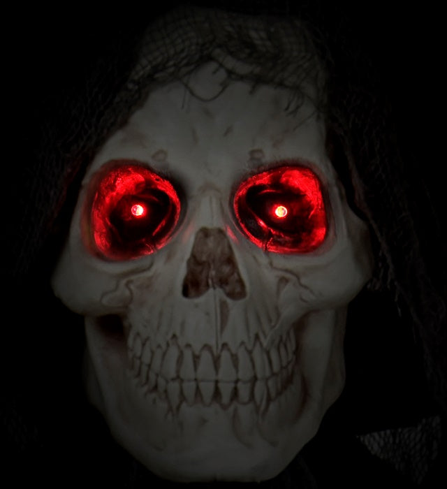 Sound Sensor Activated Grim Reaper With Intermittent Blinking Led Light Eyes, Eerie Sounds & Evil Laughter 240 Cm 