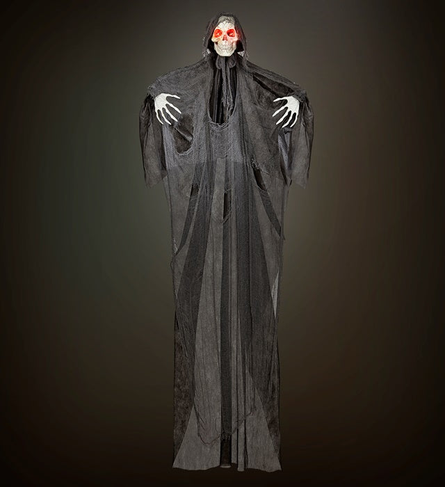 Sound Sensor Activated Grim Reaper With Intermittent Blinking Led Light Eyes, Eerie Sounds & Evil Laughter 240 Cm 