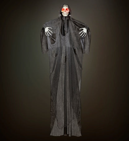 Sound Sensor Activated Grim Reaper With Intermittent Blinking Led Light Eyes, Eerie Sounds & Evil Laughter 240 Cm 