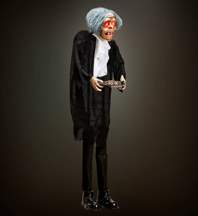 Butler With Tray & Intermittent Blinking Red Led Light Eyes 120 Cm 