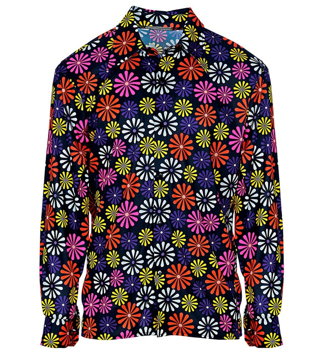 The 70S Groovy Style - Blue Flowers  Shirt  
