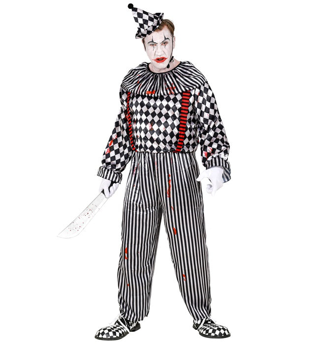 Vintage Clown  Jumpsuit With Ruff And Braces, Headpiece 