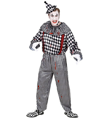 Vintage Clown  Jumpsuit With Ruff And Braces, Headpiece 