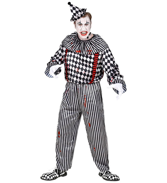 Vintage Clown  Jumpsuit With Ruff And Braces, Headpiece 