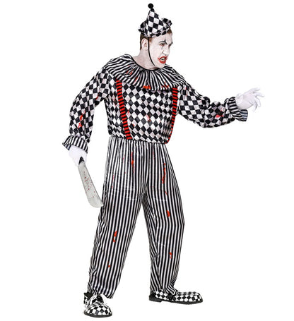 Vintage Clown  Jumpsuit With Ruff And Braces, Headpiece 