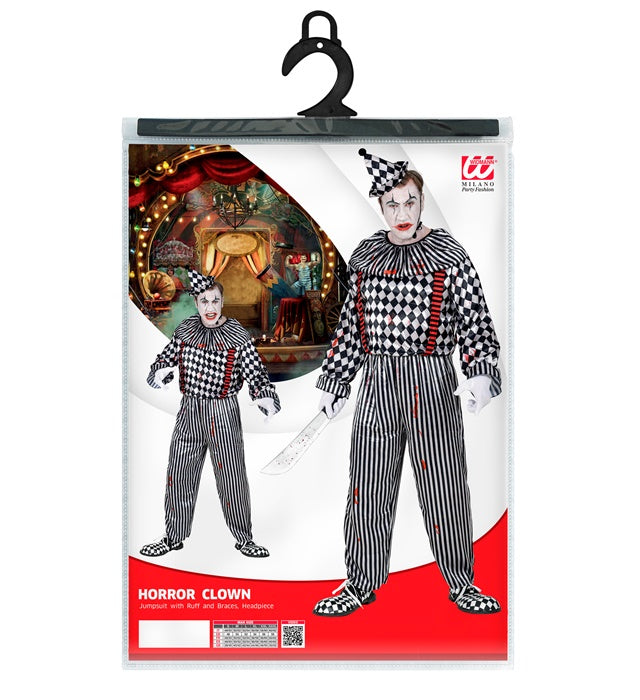 Vintage Clown  Jumpsuit With Ruff And Braces, Headpiece 