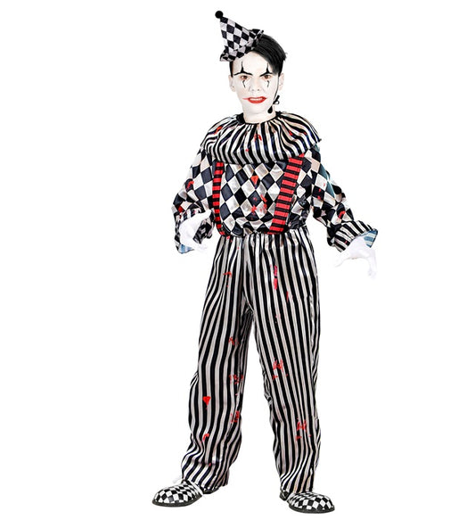 Vintage Clown  Jumpsuit With Ruff And Braces, Headpiece 