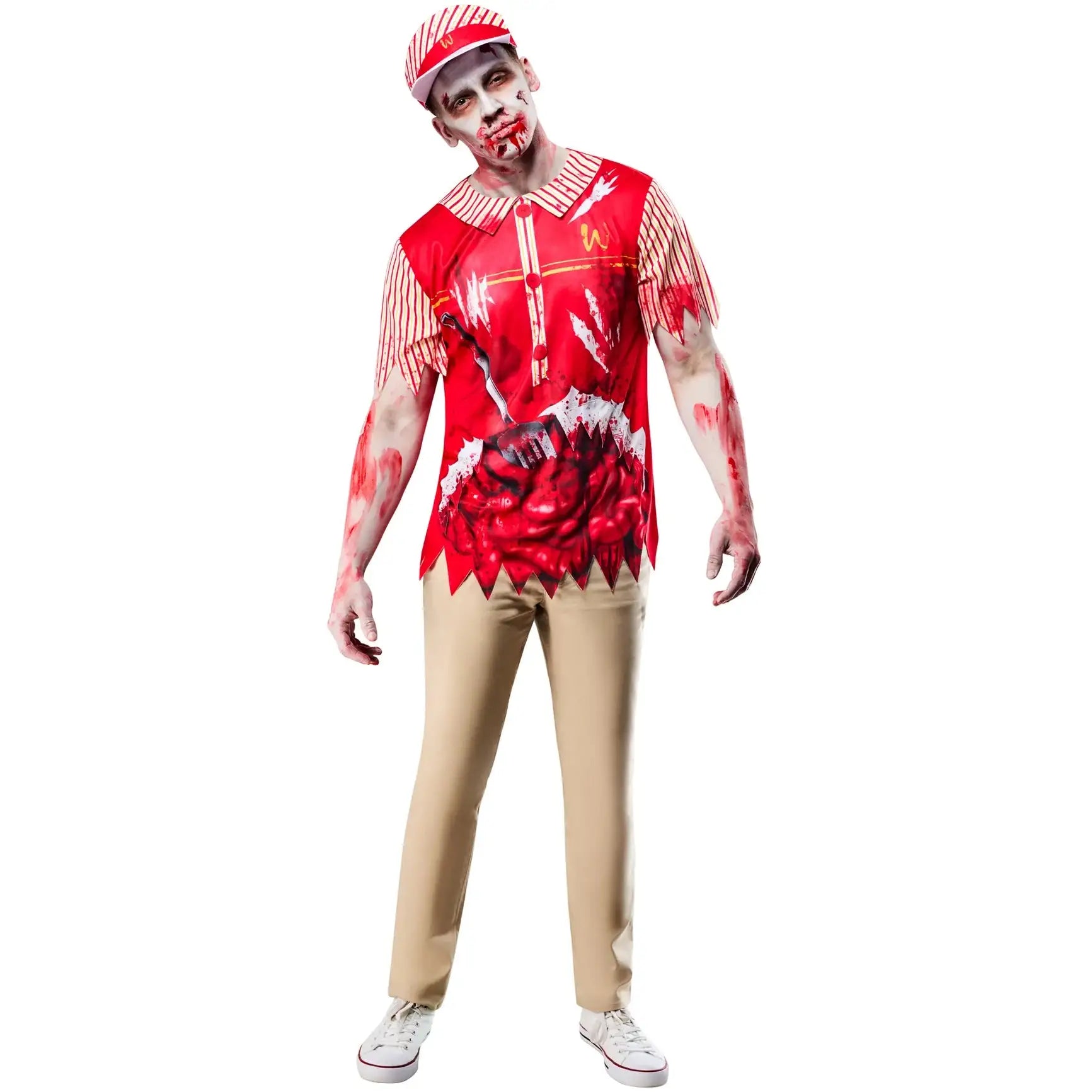 Zombie Burger Costume Adult Horror Fast Food Worker Costume 1