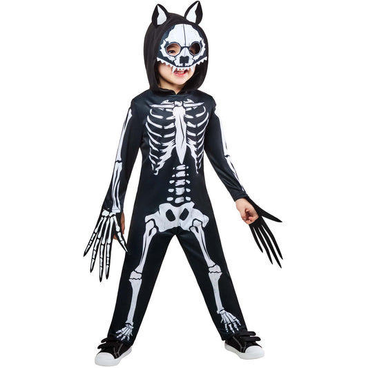 Skeleton Werewolf Costume Kids Jumpsuit with Headpiece and Detachable Tail 1