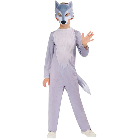 Storybook Wolf Kids Grey Jumpsuit and Mask 1