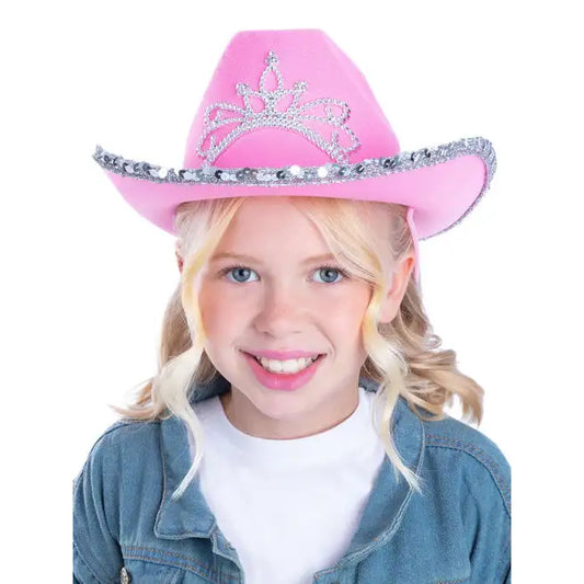 Girls Pink Tiara Cowboy Hat 1