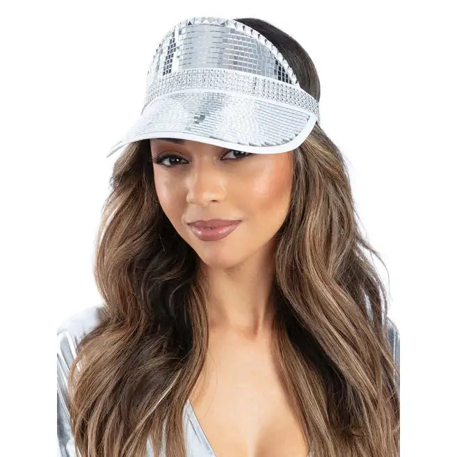Silver Disco Ball Visor