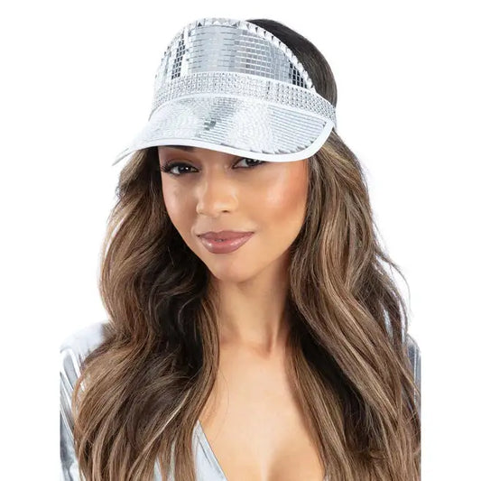 Silver Disco Ball Visor