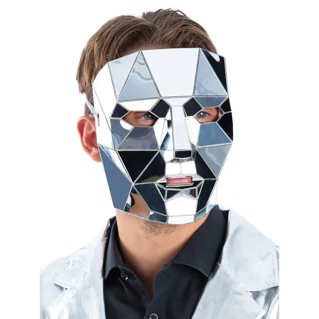 Silver Mirrored AI Robot Mask