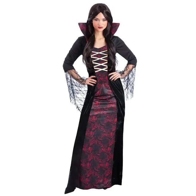 Vampiress Costume Dress with High Collar for Women 1