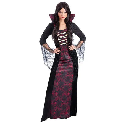 Vampiress Costume Dress with High Collar for Women 1