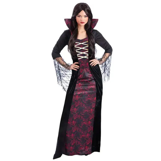 Vampiress Costume Dress with High Collar for Women 1