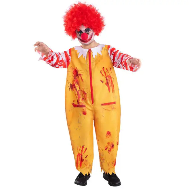 Zombie Clown Costume with Wig for Kids 1