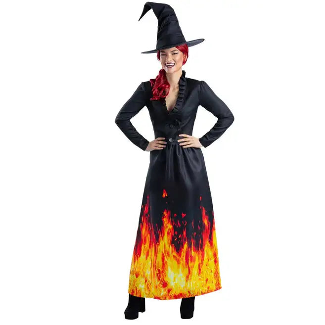 Burning Witch Costume Dress with Flames 1