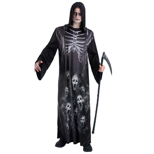 Screaming Reaper Costume for Men with Scythe 1