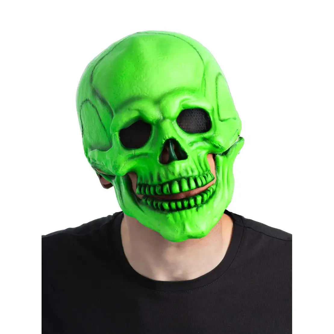 Skeleton Latex Mask Moving Jaw Green UV Blacklight Scare-Glow 1