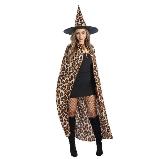 Leopard Print Witch Kit Hat and Cape 1