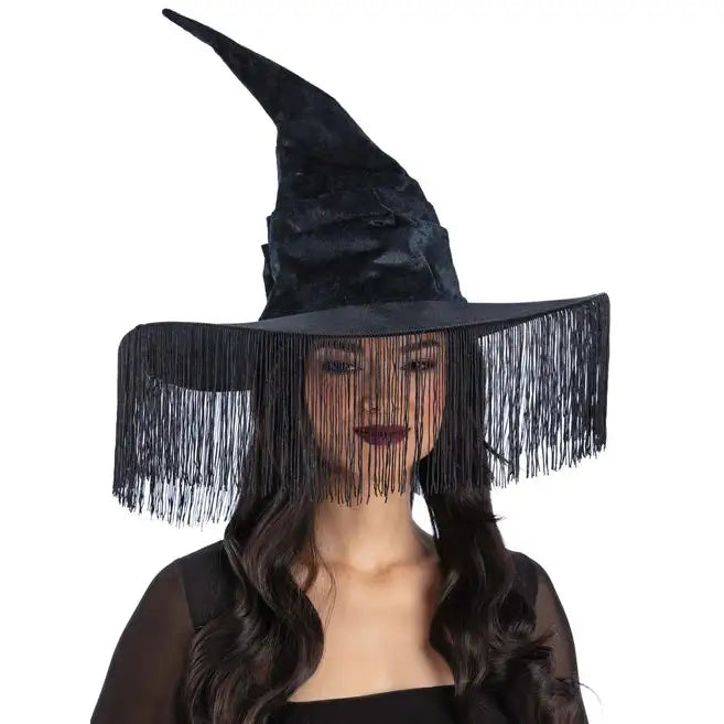 Black Fringe Western Witch Hat 1