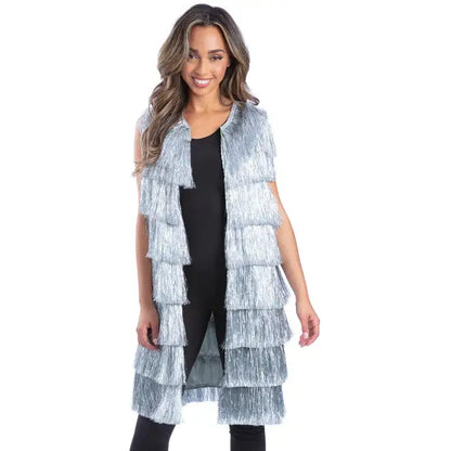 Fever Tinsel Festival Waistcoat Silver