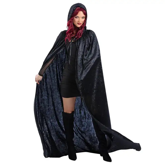 Black Velour Hooded Cape 1