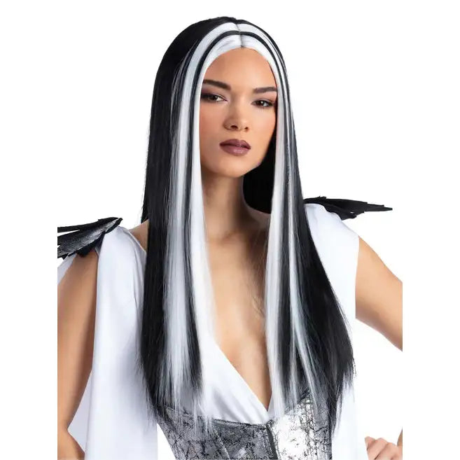 Madame Monster Wig Black with White Streaks 1