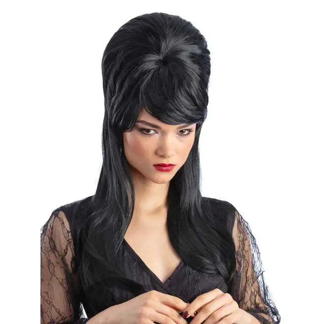 Gothic Mistress Beehive Wig Black 1