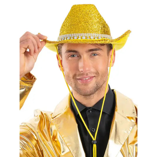 Gold Bling Rhinestone Cowboy Hat Cord and Toggle