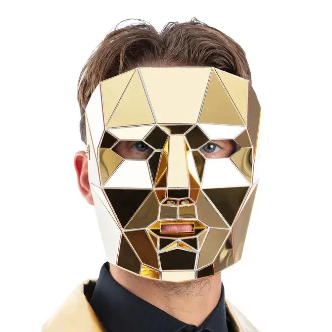 Gold Mirrored AI Robot Mask