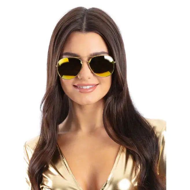 Metallic Gold Mirrored Aviator Specs