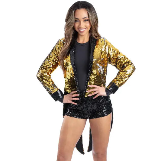 Unisex Sequin Tailcoat Jacket Gold and Silver