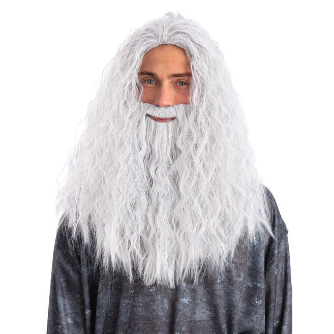 Sorcerer Wizard Wig & Beard Set Gandalf the White 1