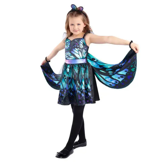 Dark Butterfly Costume Dress with Wings and Headband 1