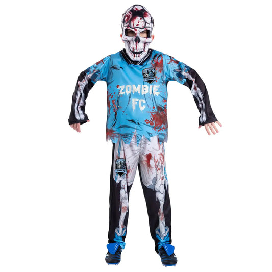 Zombie FC Footballer Skeleton Costume Blue Top Trousers Mask 1