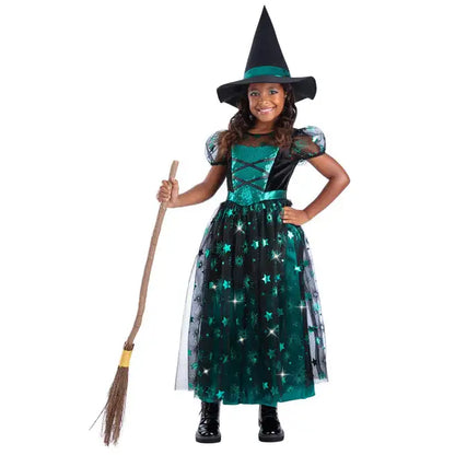 Emerald Witch Light Up Costume Dress and Hat 1