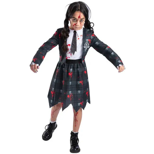 School Girl Ghoul Academy Costume Wednesday Addams Zombie Costume for Girls 1